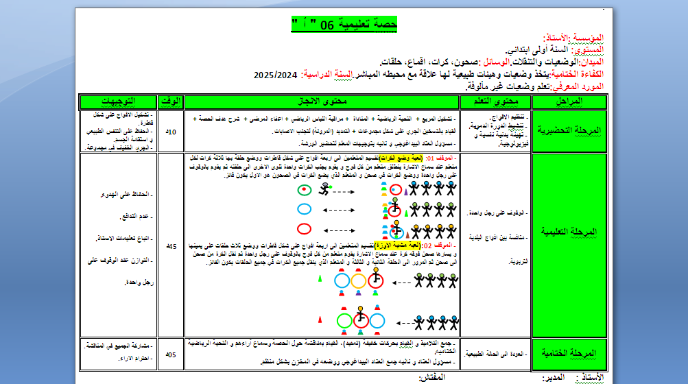 حصة تعليمية 06 " أ " + حصة تعليمية 06 " ب " للطور الأول السنة الأولى والسنة الثانية للاساتذة بن اوذينة الحاج علي/رسيوي العلمي 2024 P_3236ougm61