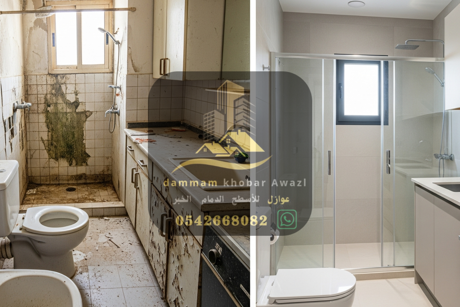 قبل وبعد ترميم حمام