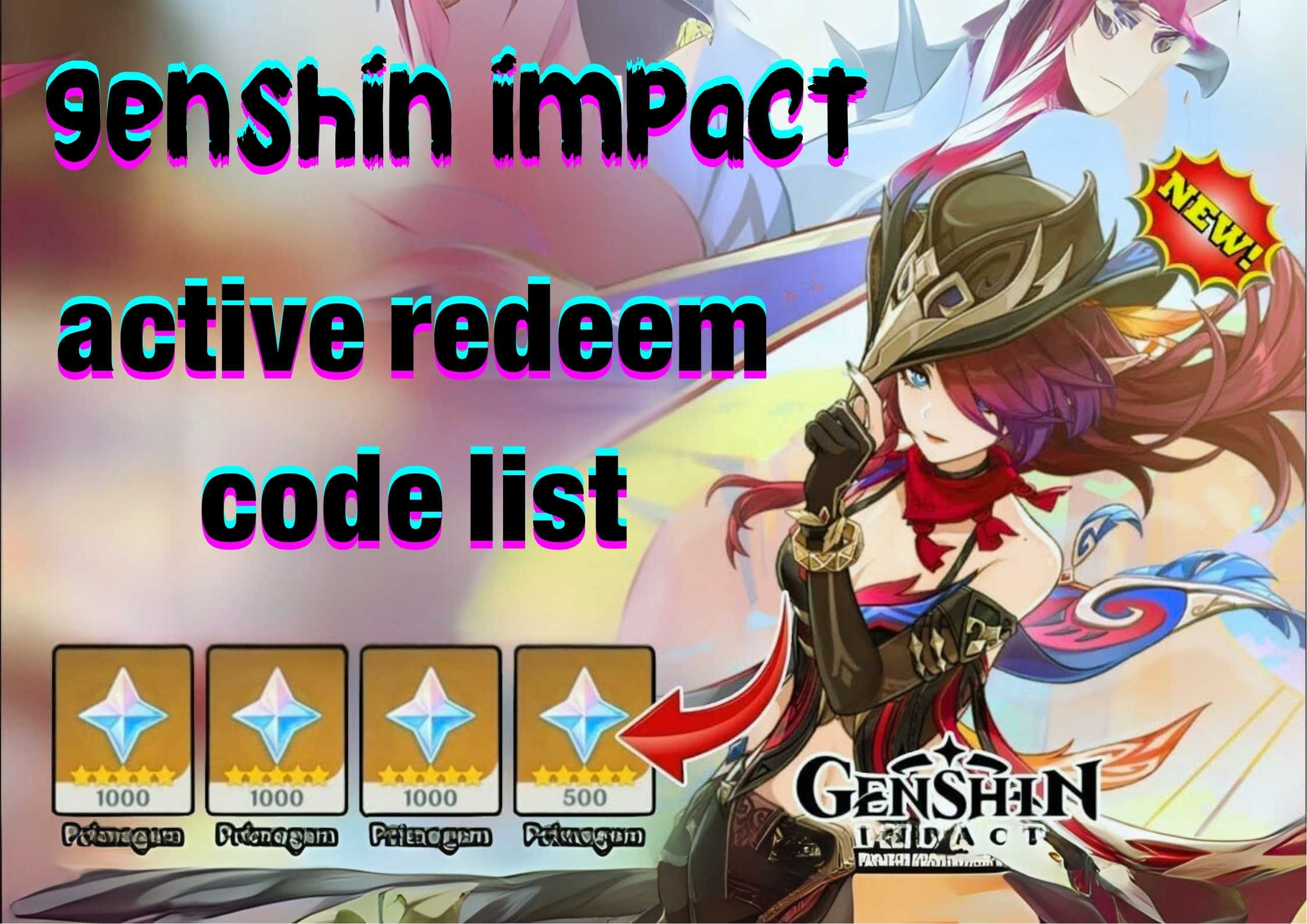 genshin impact active redeem code list